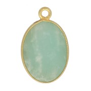 Colgante ovalado piedra gema18x11 mm Plata 925 Dorado con oro fino - Amazonite x1