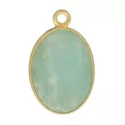 Colgante ovalado piedra gema18x11 mm Plata 925 Dorado con oro fino - Amazonite x1