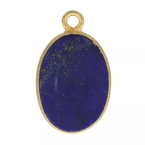 Colgante ovalado piedra gema18x11 mm Plata 925 Dorado con oro fino - Lapis lazuli x1