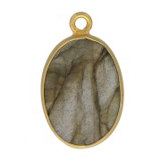 Colgante ovalado piedra gema18x11mm Plata 925 Dorado con oro fino - Labradorite x1