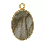 Colgante ovalado piedra gema18x11mm Plata 925 Dorado con oro fino - Labradorite x1