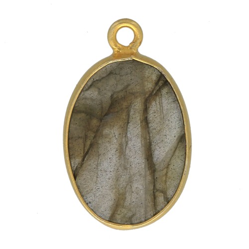 Colgante ovalado piedra gema18x11mm Plata 925 Dorado con oro fino - Labradorite x1