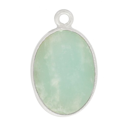 Colgante ovalado de piedra gema 18x11mm - Plata 925 - Amazonite x1