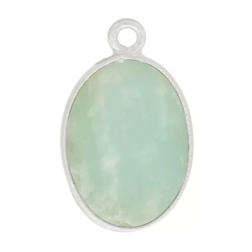 Colgante ovalado de piedra gema 18x11mm - Plata 925 - Amazonite x1