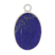 Colgante ovalado de piedra gema 18x11mm - Plata 925 - Lapis lazuli x1