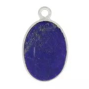 Colgante ovalado de piedra gema 18x11mm - Plata 925 - Lapis lazuli x1