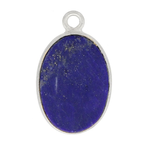 Colgante ovalado de piedra gema 18x11mm - Plata 925 - Lapis lazuli x1