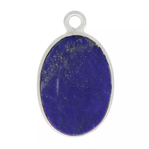 Colgante ovalado de piedra gema 18x11mm - Plata 925 - Lapis lazuli x1