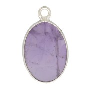Colgante ovalado de piedra gema 18x11mm - Plata 925 - Amethyste x1
