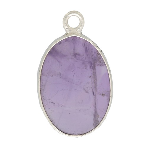 Colgante ovalado de piedra gema 18x11mm - Plata 925 - Amethyste x1