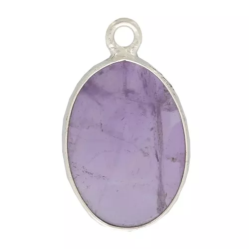 Colgante ovalado de piedra gema 18x11mm - Plata 925 - Amethyste x1
