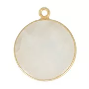 Colgante redondo de piedra gema 16 mm - de Plata 925Dorado con oro fino - Pierre de lune
