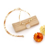 Colgante redondo de piedra gema 16 mm - de Plata 925Dorado con oro fino - Oeil de tigre