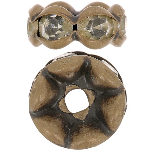 Rondelle Strass 7.8 mm bronce/Crystal  x1