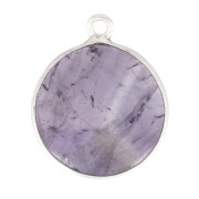 Colgante redondo de piedra gema 16 mm - de Plata 925- Amethyste x1