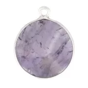 Colgante redondo de piedra gema 16 mm - de Plata 925- Amethyste x1
