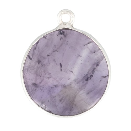 Colgante redondo de piedra gema 16 mm - de Plata 925- Amethyste x1