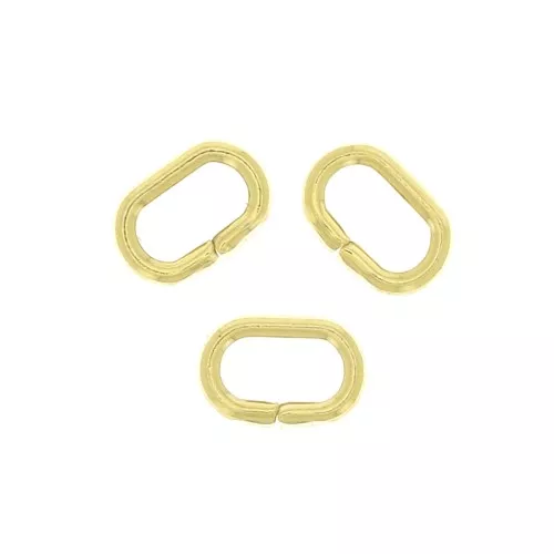 Anillas abiertas ovalados medio redondos 3,5x2,4x1 mm de plata 925 Dorado x10