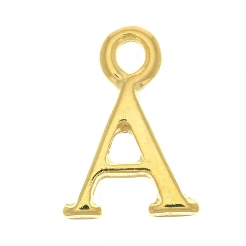 Dije letra alfabeto 13.5 mm con anilla cerrada - A - Dorado con oro fino x1