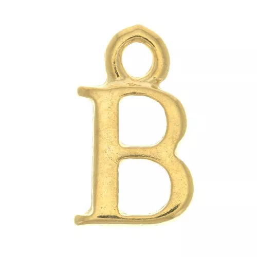 Dije letra alfabeto 13.5 mm con anilla cerrada - B - Dorado con oro fino x1
