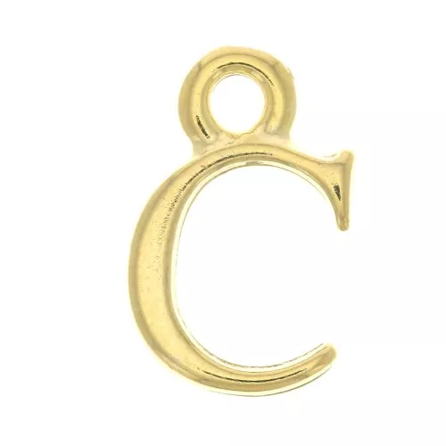 Dije letra alfabeto 13.5 mm con anilla cerrada - C - Dorado con oro fino x1