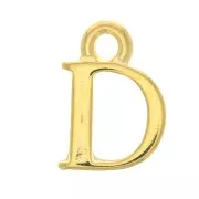Dije letra alfabeto 13 mm con anilla cerrada - D - Dorado con oro fino x1