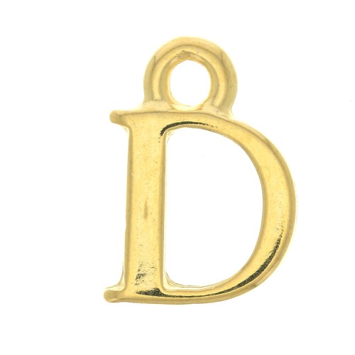 Dije letra alfabeto 13 mm con anilla cerrada - D - Dorado con oro fino x1