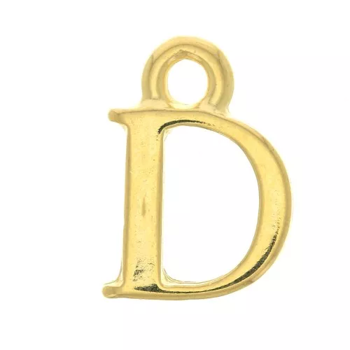Dije letra alfabeto 13 mm con anilla cerrada - D - Dorado con oro fino x1