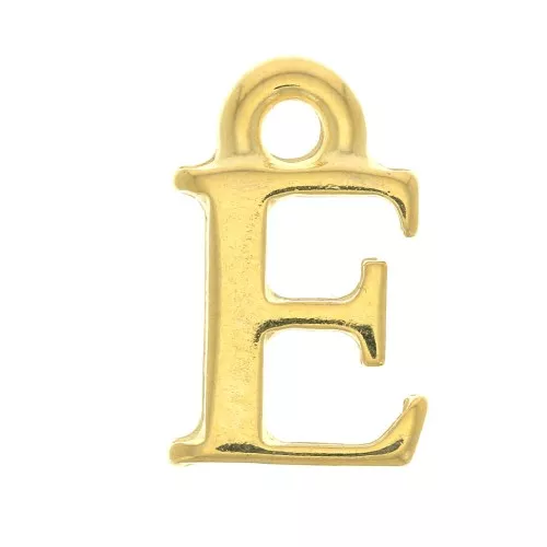Dije letra alfabeto 13 mm con anilla cerrada - E - Dorado con oro fino x1