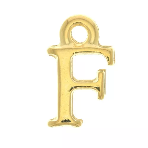 Dije letra alfabeto 13 mm con anilla cerrada - F - Dorado con oro fino x1