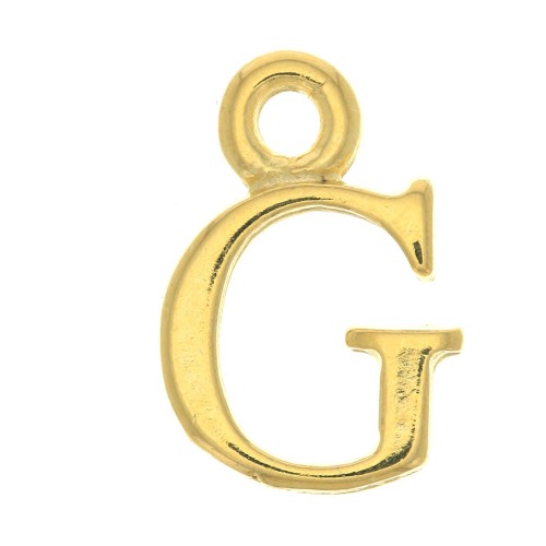 Dije letra alfabeto 14 mm con anilla cerrada - G - Dorado con oro fino x1