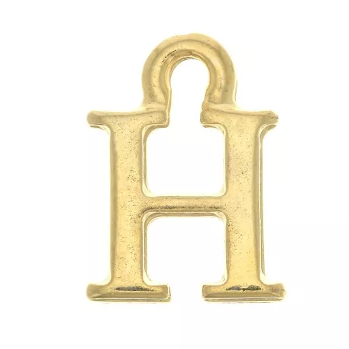 Dije letra alfabeto 13 mm avec anneau - H - Dorado con oro fino x1