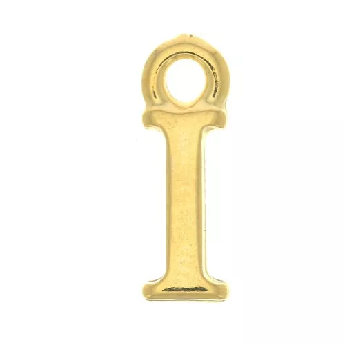 Dije letra alfabeto 13 mm con anilla cerrada - I - Dorado con oro fino x1