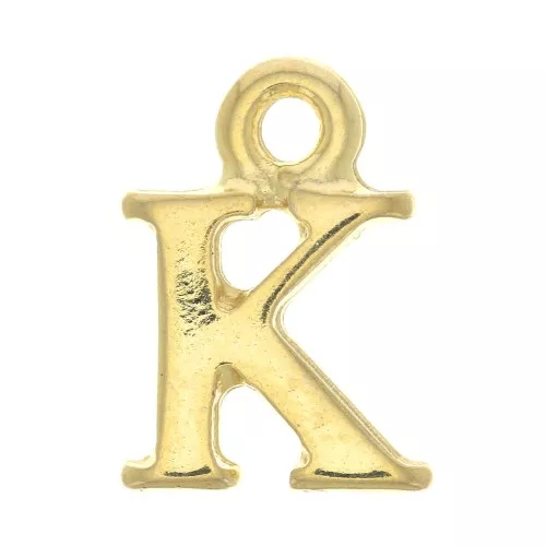 Dije letra alfabeto 14 mm con anilla cerrada - K - Dorado con oro fino x1