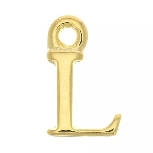 Dije letra alfabeto 14 mm con anilla cerrada - L - Dorado con oro fino x1