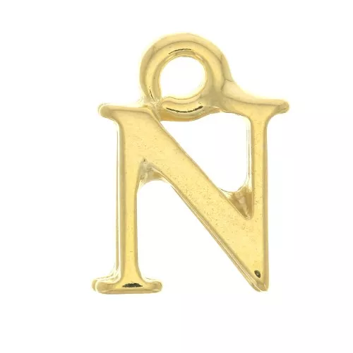 Dije letra alfabeto 13 mm con anilla cerrada - N - Dorado con oro fino x1