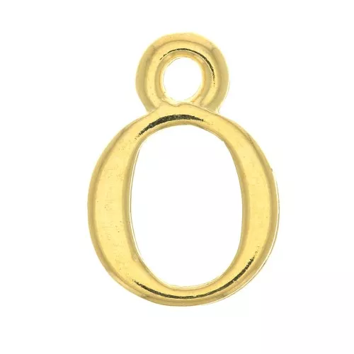 Dije letra alfabeto 13 mm con anilla cerrada - O - Dorado con oro fino x1
