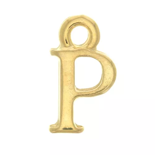 Dije letra alfabeto 13 mm con anilla cerrada - P - Dorado con oro fino x1
