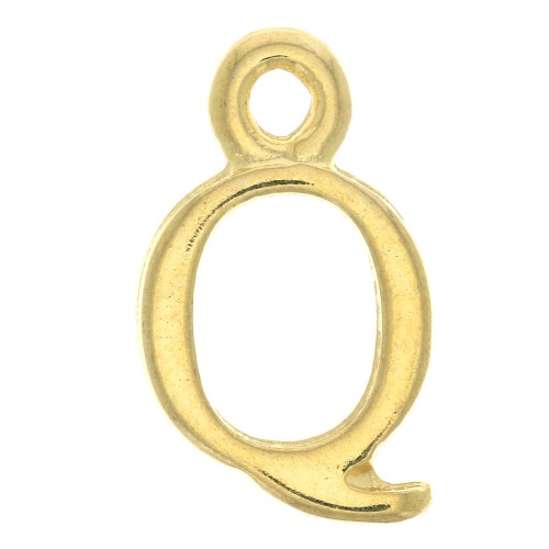 Dije letra alfabeto 15 mm con anilla cerrada - Q - Dorado con oro fino x1