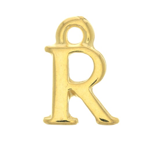Dije letra alfabeto 13 mm con anilla cerrada - R - Dorado con oro fino x1