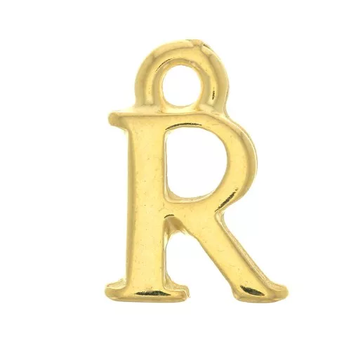 Dije letra alfabeto 13 mm con anilla cerrada - R - Dorado con oro fino x1
