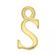 Dije letra alfabeto 14 mm con anilla cerrada - S - Dorado con oro fino x1