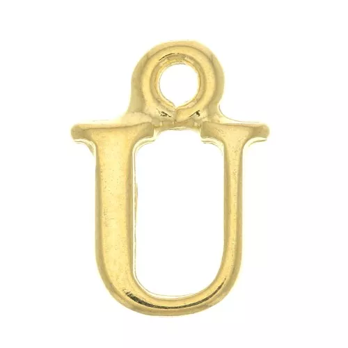 Dije letra alfabeto 14 mm con anilla cerrada - U - Dorado con oro fino x1