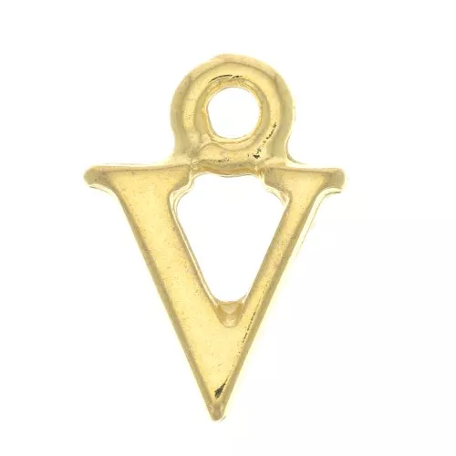Dije letra alfabeto 14 mm con anilla cerrada - V - Dorado con oro fino x1