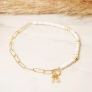 Dije letra alfabeto 14 mm con anilla cerrada - V - Dorado con oro fino x1