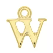 Dije letra alfabeto 13.5 mm con anilla cerrada - W - Dorado con oro fino x1