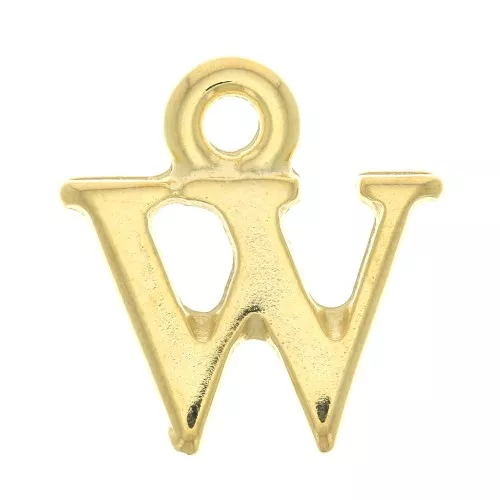 Dije letra alfabeto 13.5 mm con anilla cerrada - W - Dorado con oro fino x1