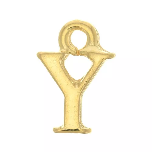 Dije letra alfabeto 13 mm con anilla cerrada - Y - Dorado con oro fino x1