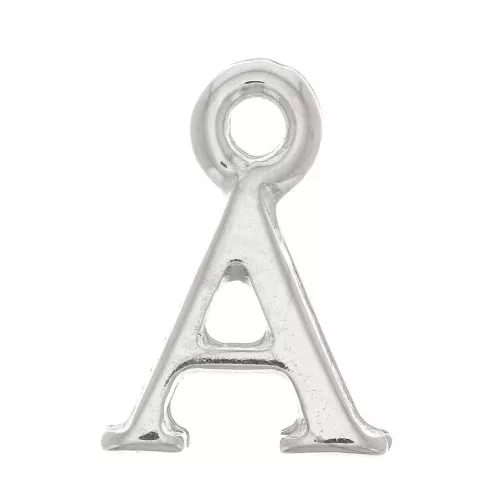 Dije letra alfabeto 13.5 mm con anilla cerrada - A - Rodiado x1