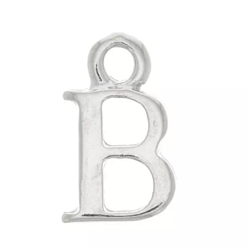 Dije letra alfabeto 13.5 mm con anilla cerrada - B - Rodiado x1